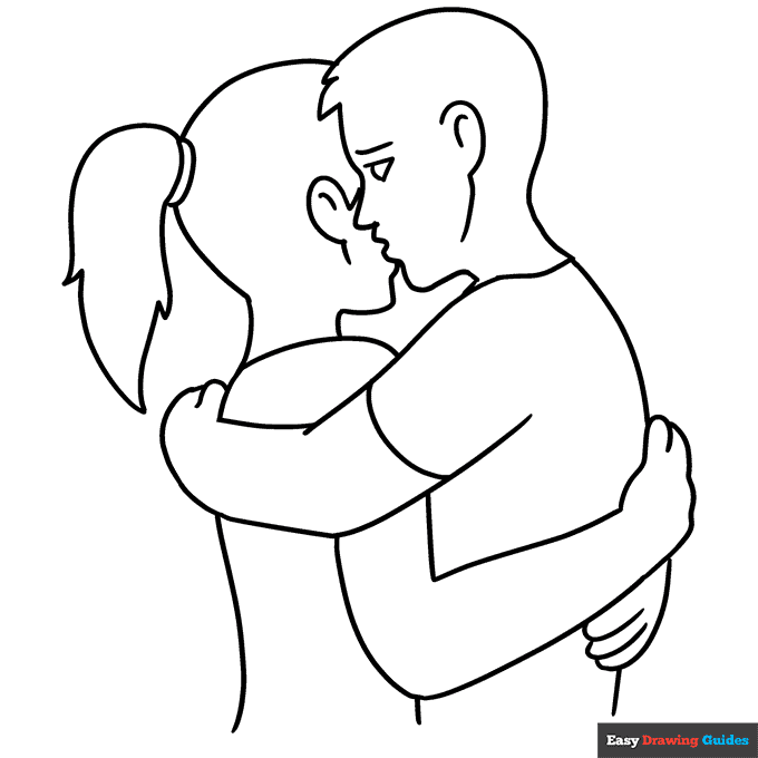 Hug coloring page easy drawing guides