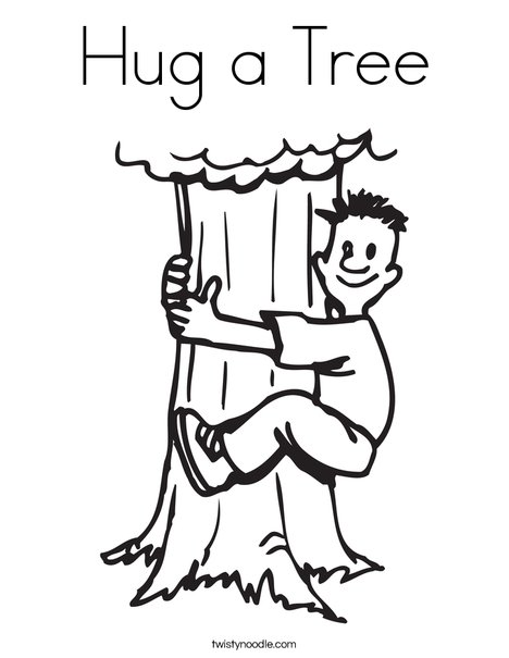 Hug a tree coloring page