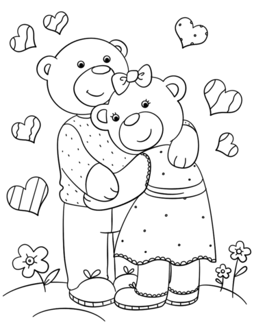 Cute bears hugging coloring page free printable coloring pages