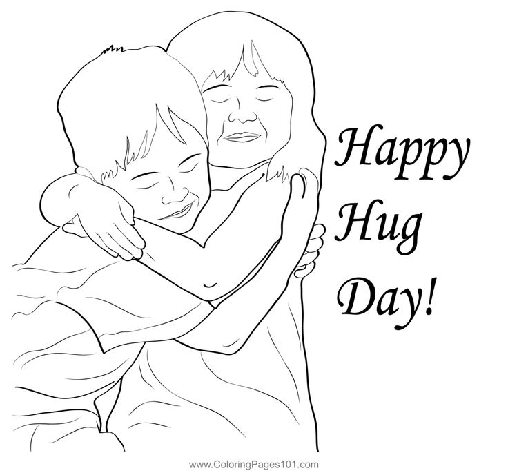 Cute hug day colorg page cute hug colorg pages colorg pages for kids