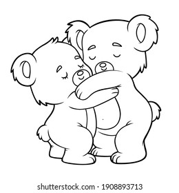 Coloring book children loving bear hugging stock vector royalty free