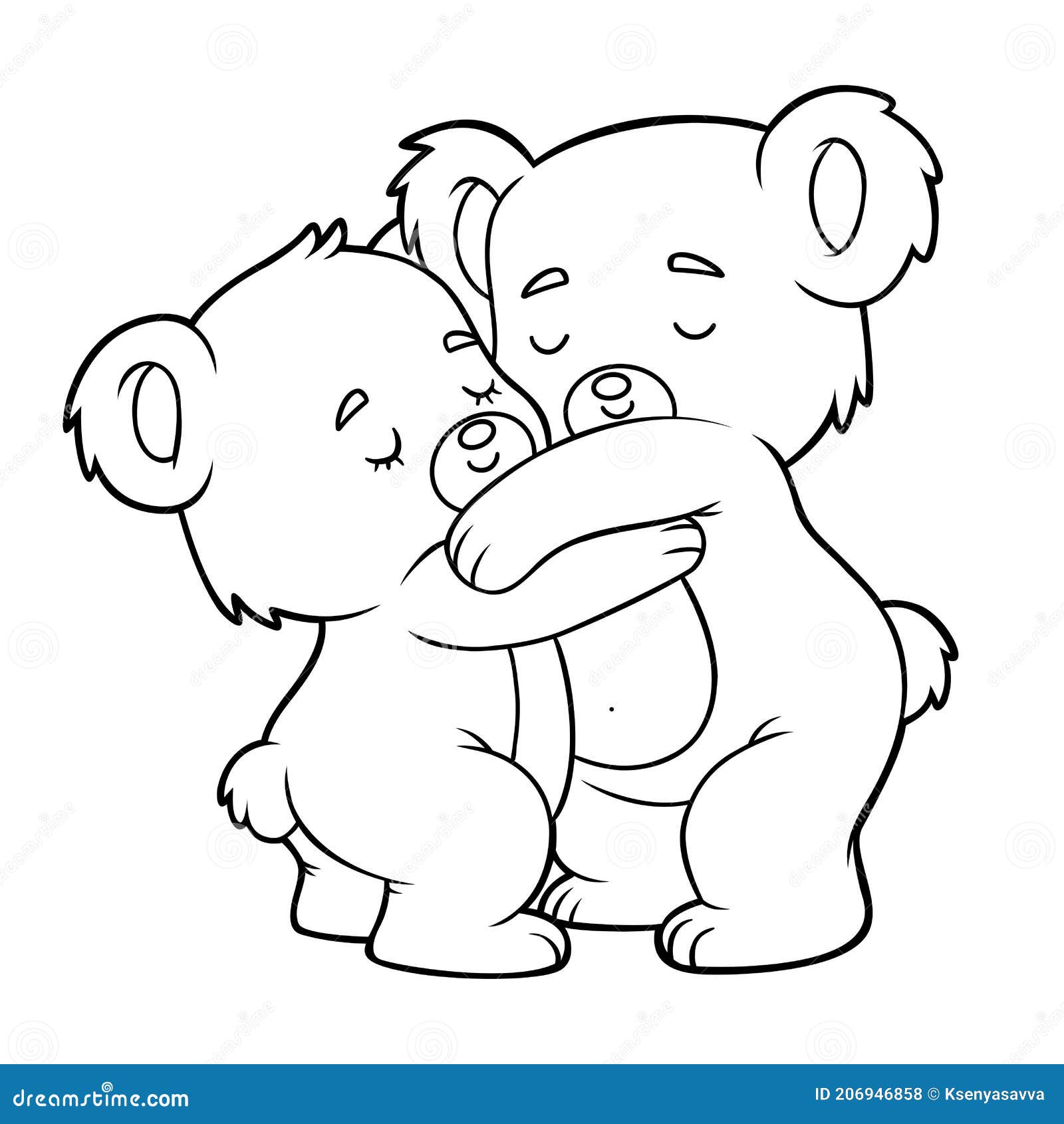 Coloring book for kids loving bear hugging stock vector