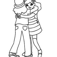 Friends hugging in the school yard coloring pages