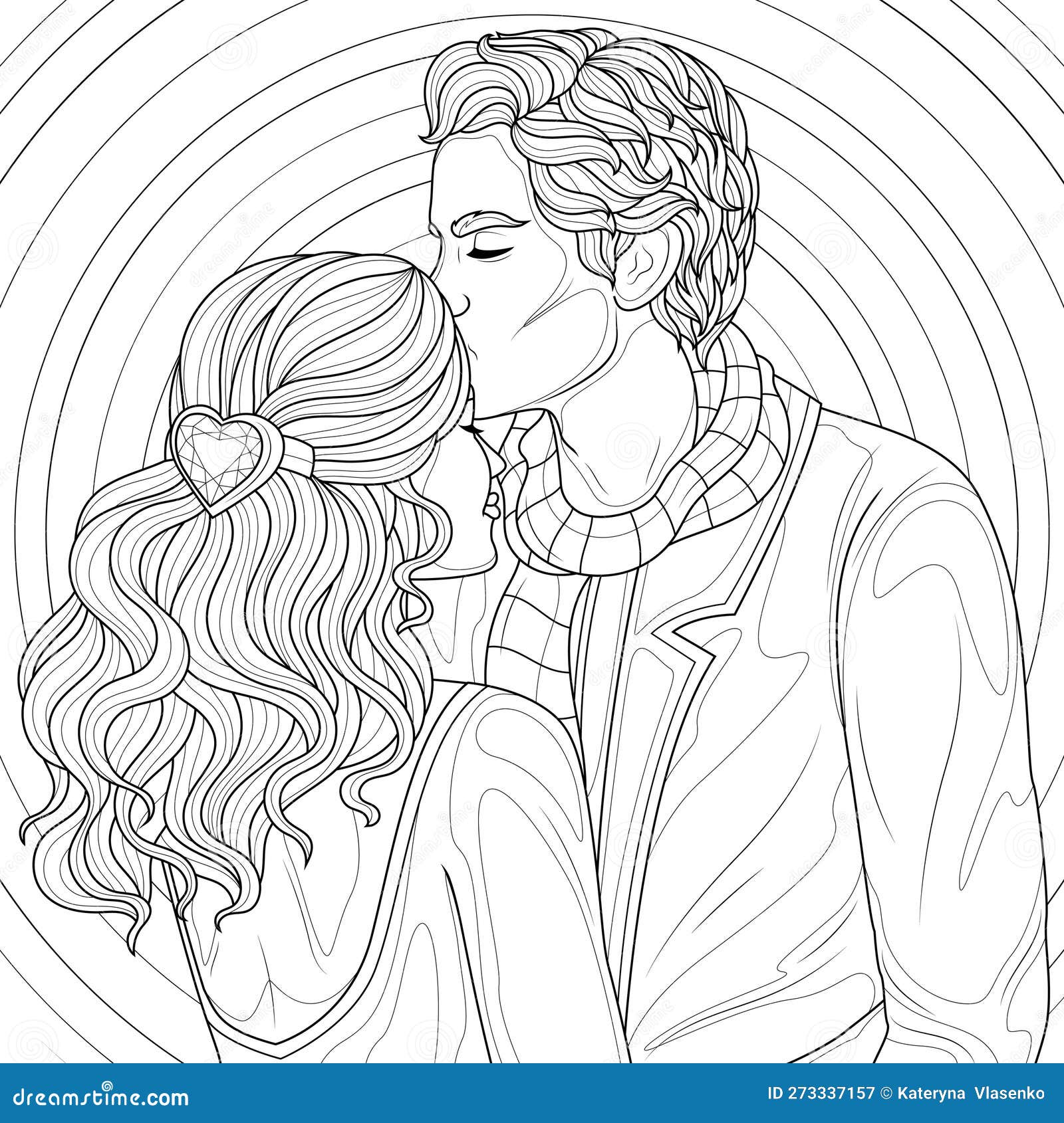 Couple huggingcoloring book antistress for children and adults stock vector