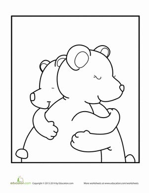 Bear hug worksheet education bear coloring pages polar bear coloring page hug