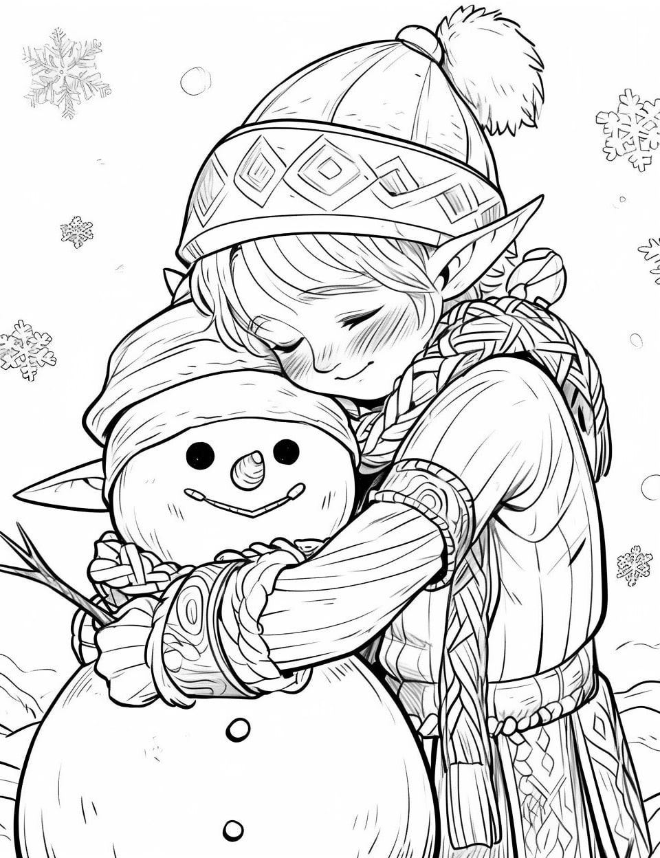 Snowman coloring pages for kids and adults