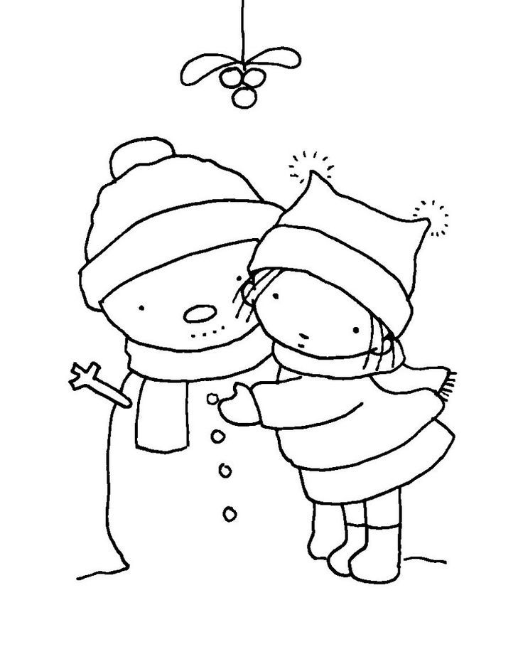 Adorable snowman coloring page