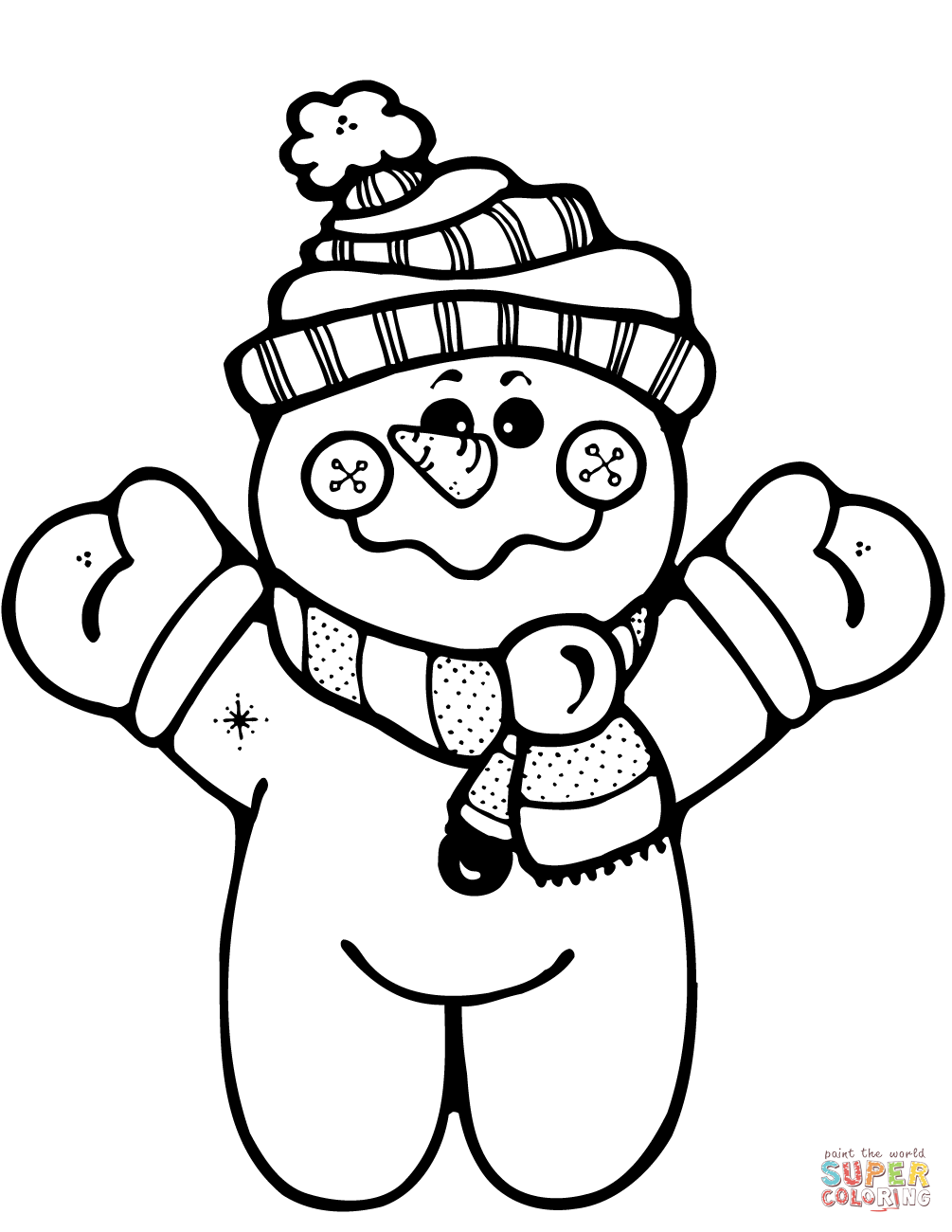 Happy snowman coloring page free printable coloring pages