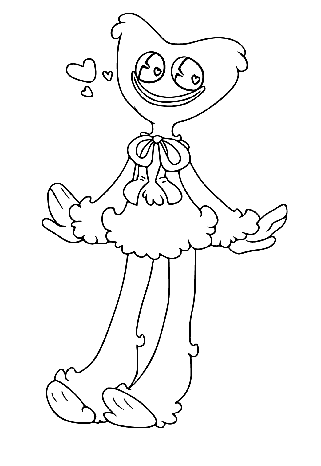 Free printable huggy wuggy kissy missy coloring page for adults and kids
