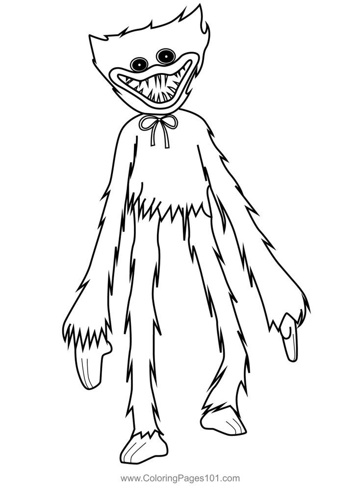Huggy wuggy walking coloring page coloring pages scary coloring pages printable coloring pages