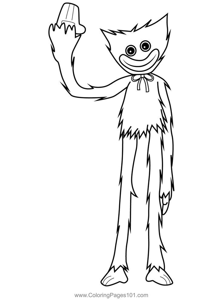 Huggy wuggy raising arm coloring page coloring pages cute easy drawings easy drawings