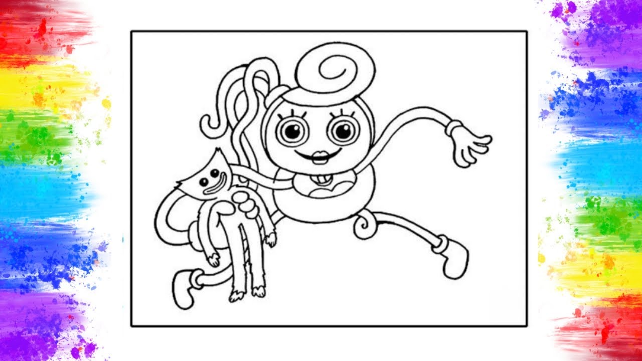 Huggy wuggy and mommy long legs coloring pages poppy playtime coloring page