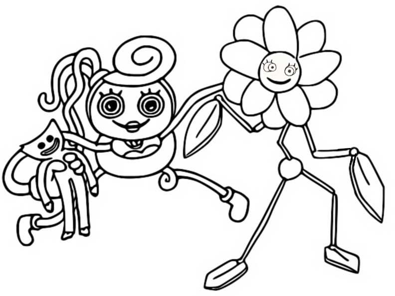 Coloring page poppy playtime mommy long legs daisy