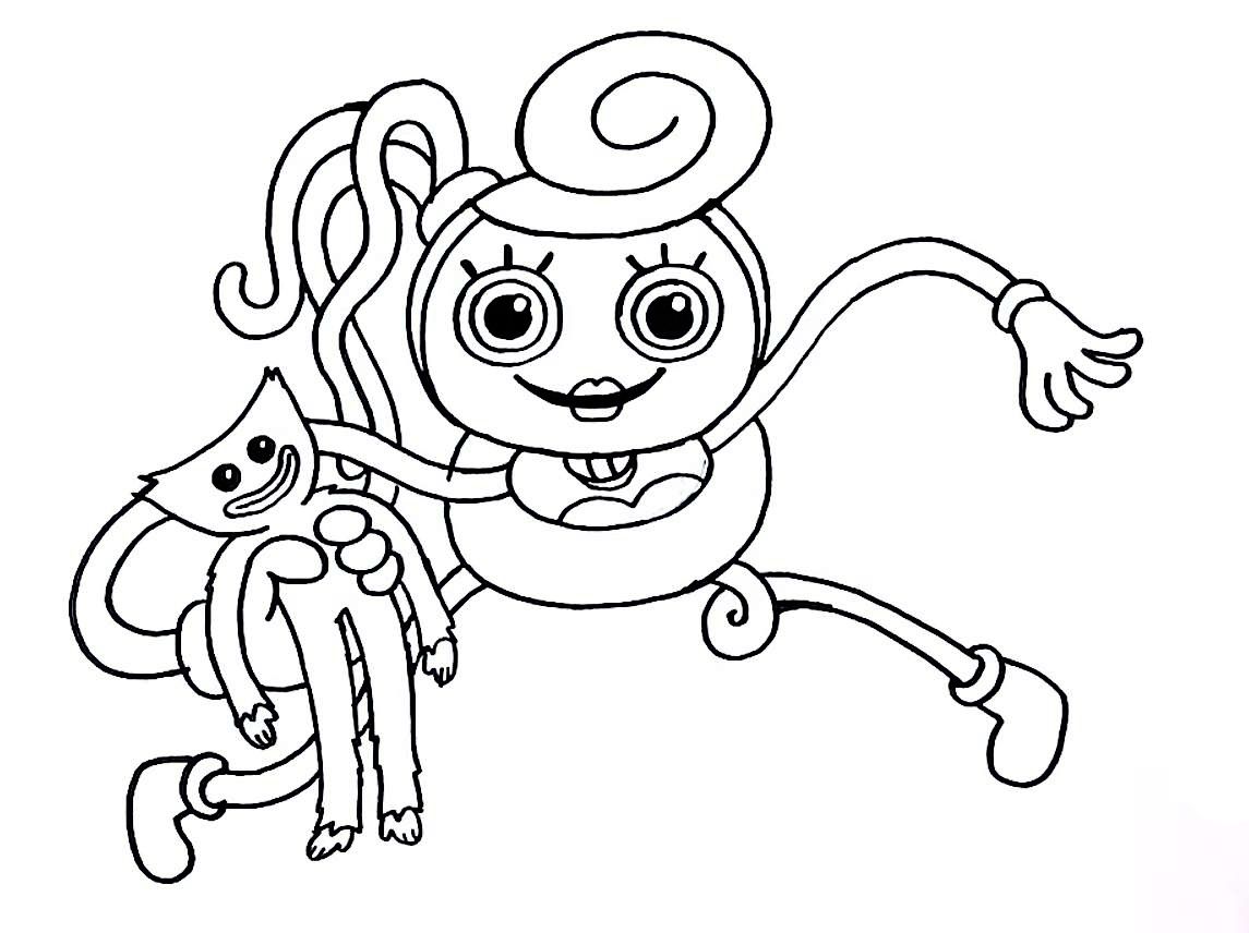 Coloriage mommy tient huggy wuggy imprimer gratuit