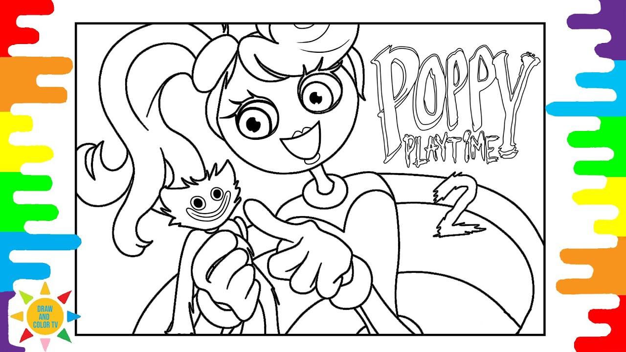 Mommy long legs with huggy wuggy coloring page poppy playtime coloringdifferent heaven