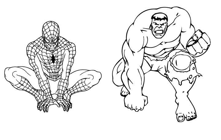 Spiderman and hulk coloring page superhero coloring pages hulk coloring pages spiderman coloring