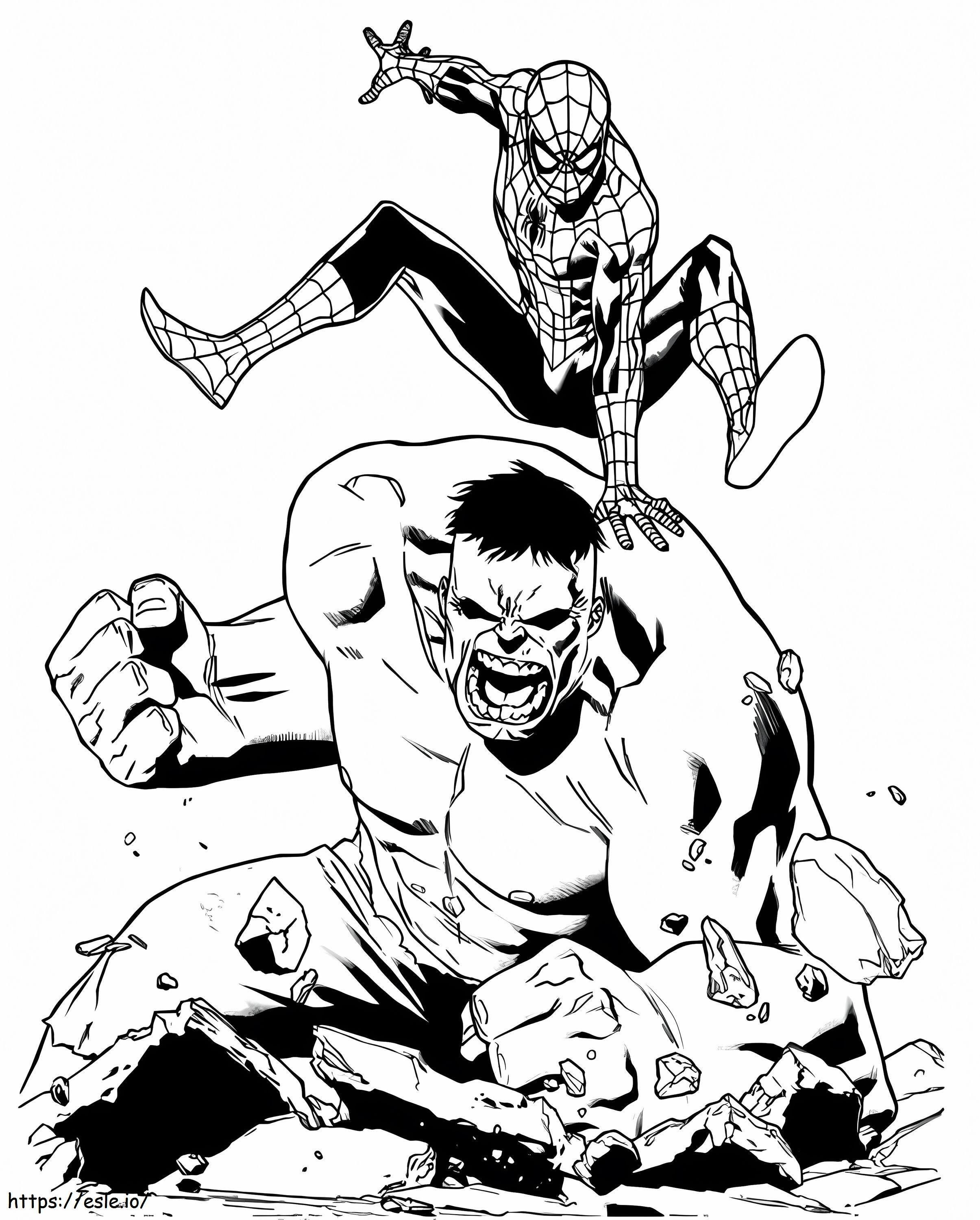 Spiderman and hulk coloring page