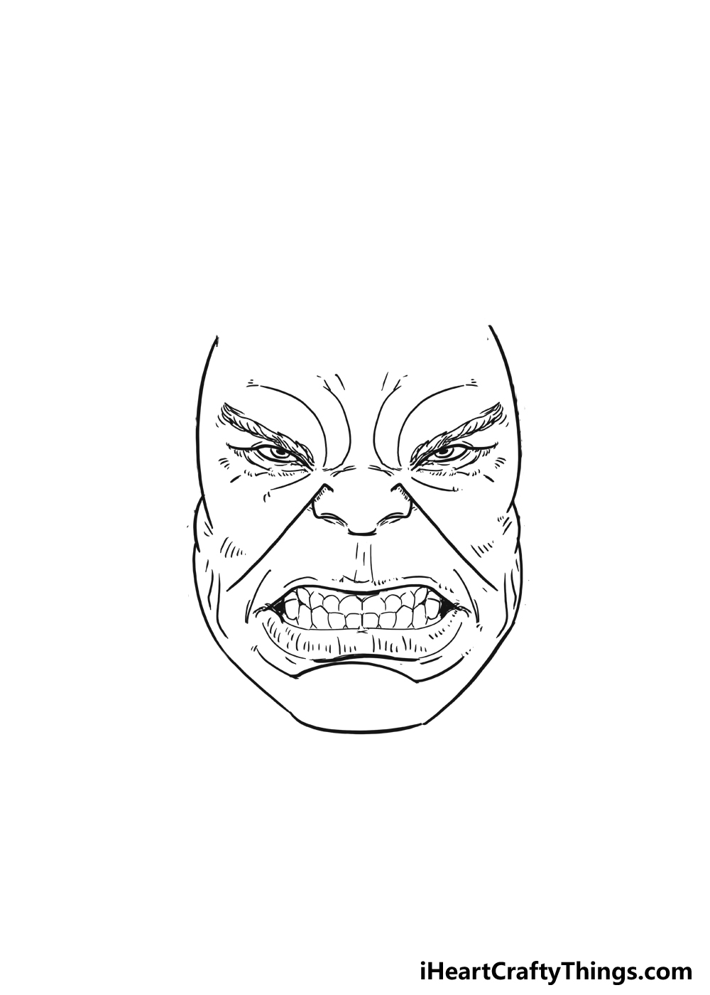 How to draw hulks face step by step