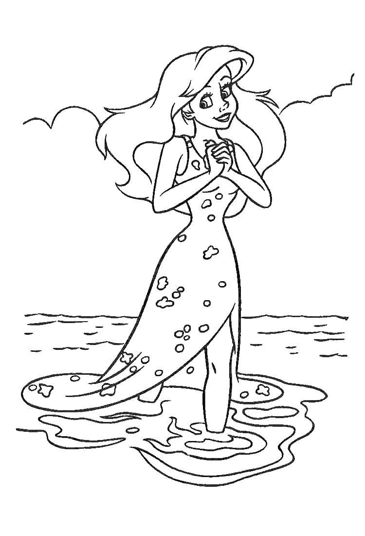 Online coloring pages ariel coloring ariel became a human the little mermaid ariel