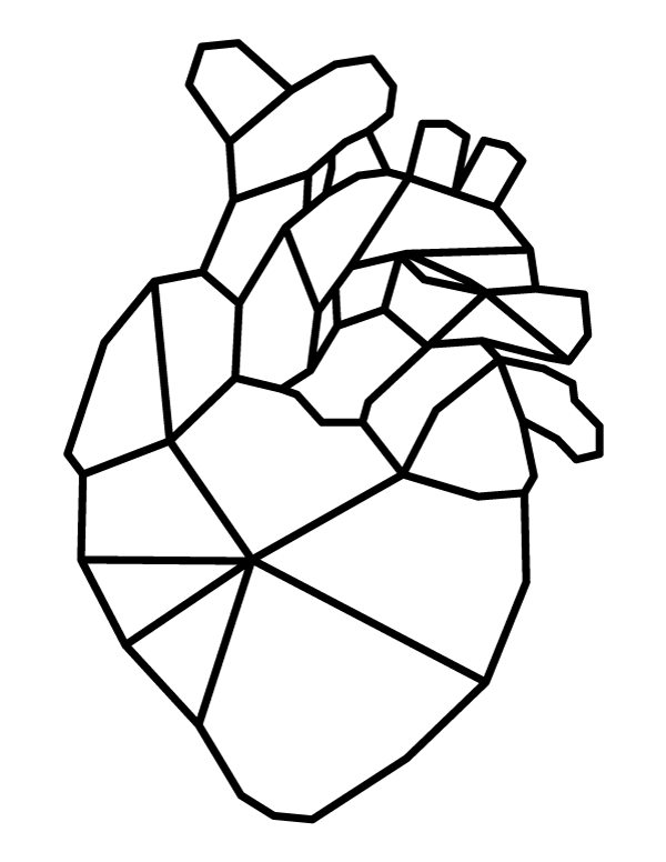 Printable geometric human heart coloring page