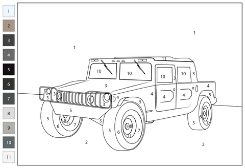 Hummer h color by number coloring page free printable coloring pages