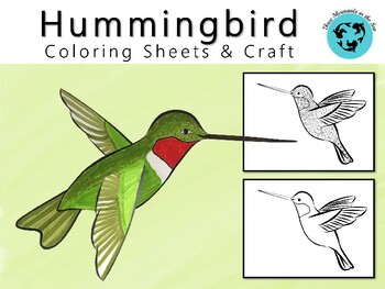 Hummingbird coloring sheets and craft by three mermaids in the sea