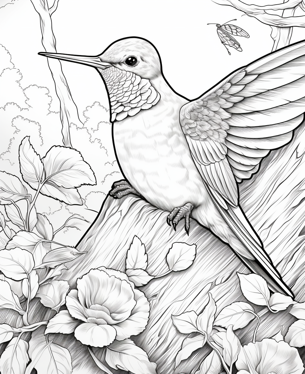 Hummingbirds add a splash of color in the veterans oasis park coloring book