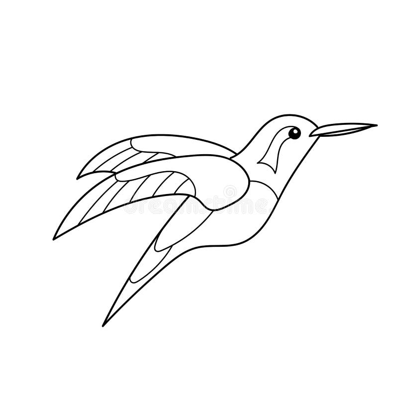 Simple coloring page with funny little hummingbird stock vector