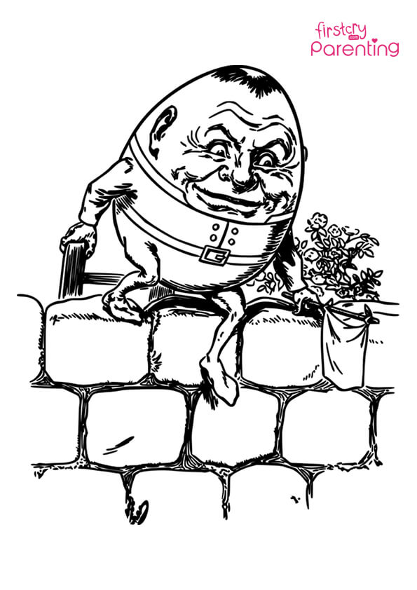 Humpty dumpty egg coloring page for kids