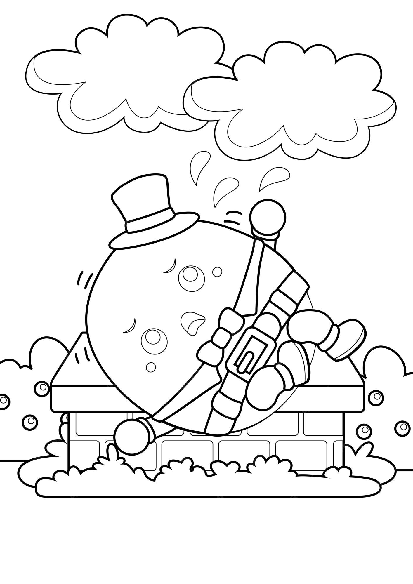 Premium vector humpty dumpty classic rhymes coloring for kids and adult