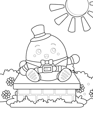 Premium vector humpty dumpty classic rhymes coloring for kids and adult