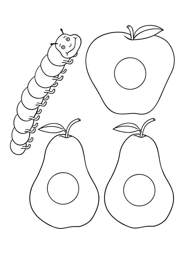Three apples and one caterpillar coloring page very hungry caterpillar the very hungry caterpillar activities coloring pages