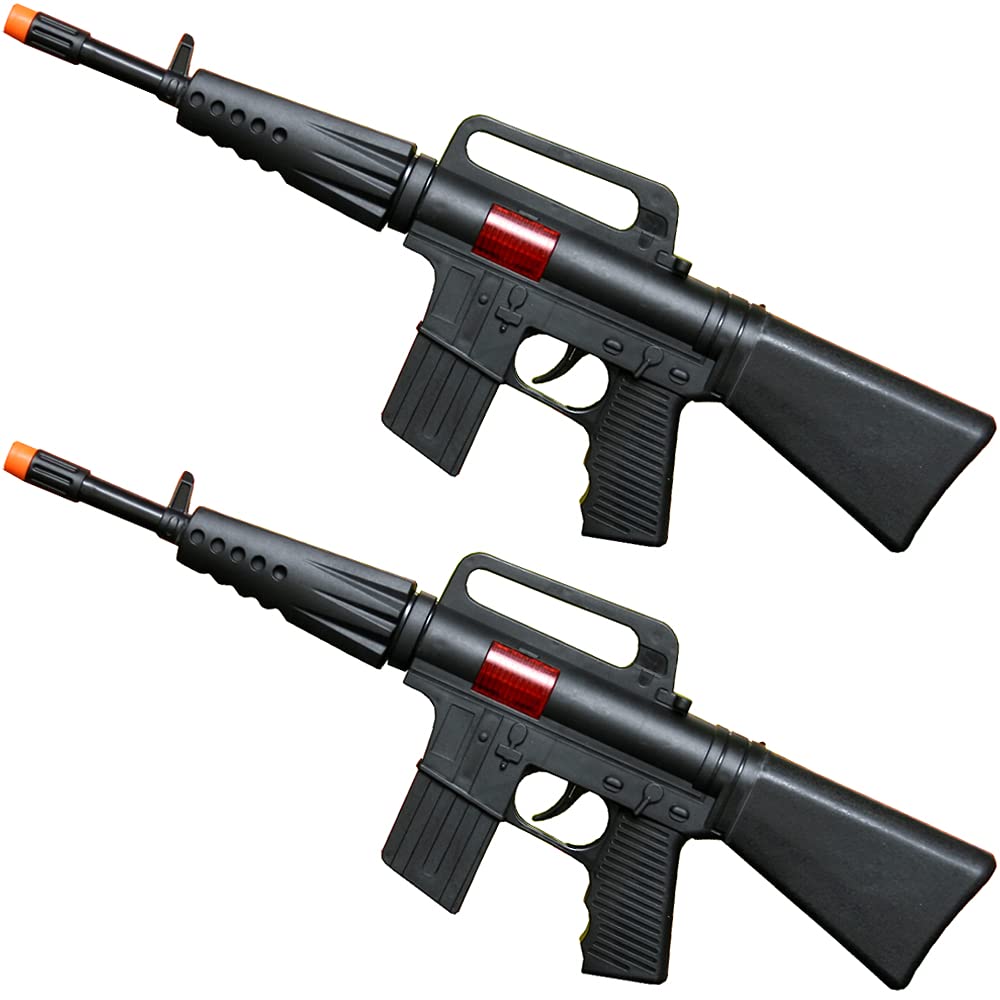 Hunson army rifle gun toy set of pretend play toy sound sparking action black inches toys games