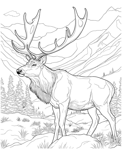 Premium vector elk hunting coloring pages