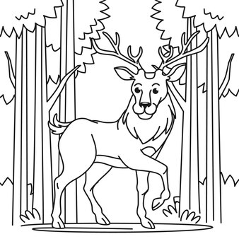 Deer hunting coloring book vectors illustrations for free download