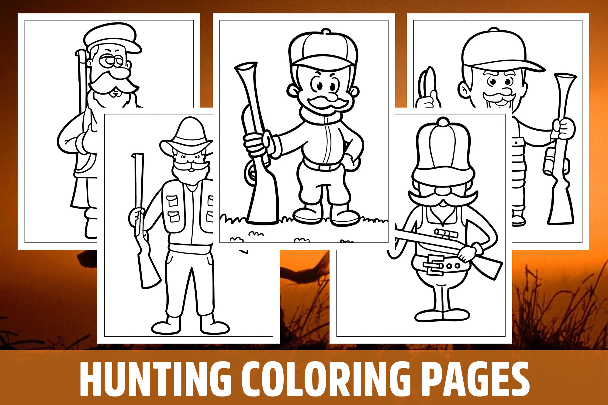 Hunting coloring pages for kids girls boys teens birthday school activity made by teachers
