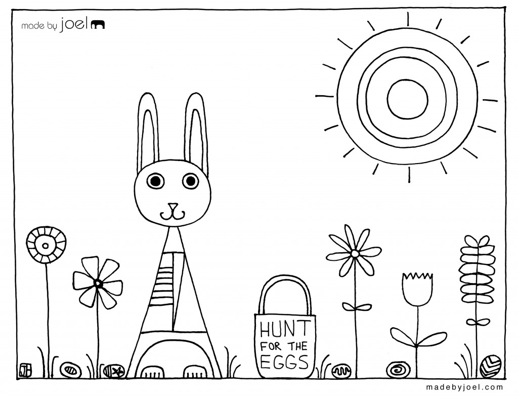 Easter coloring sheet â hunt for the eggs â made by joel
