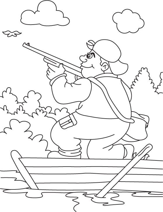 A hunter hunting in the boat coloring page super coloring pages coloring pages coloring pages for kids