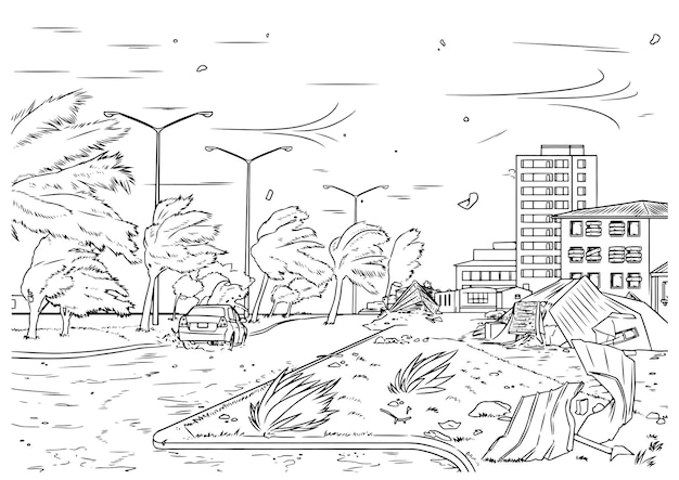 Premium vector vector hand drawn hurricane outline illustration