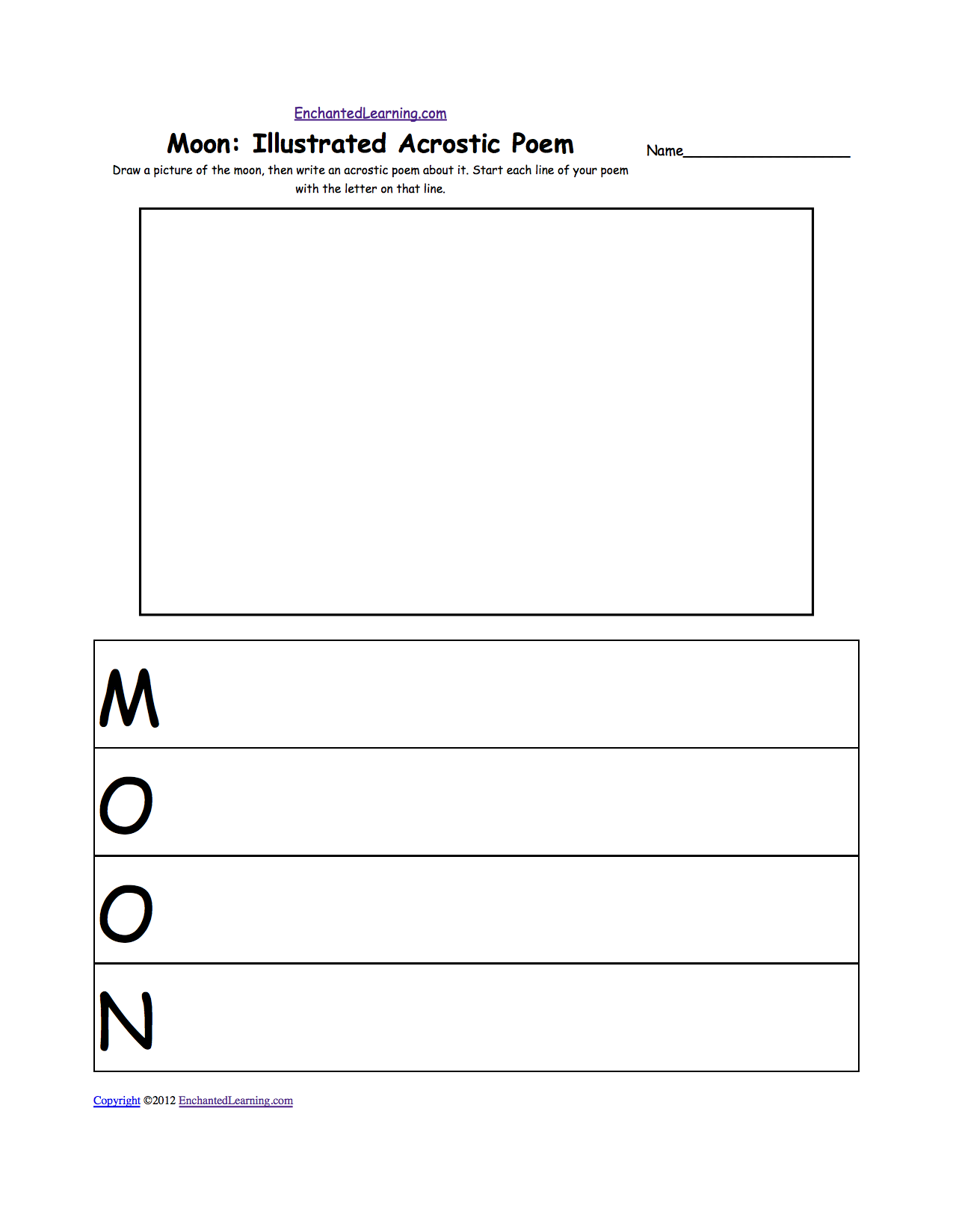 Illustrated acrostic poem worksheets worksheet printout