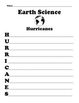 Hurricanes acrostic poem with word search by bac education tpt