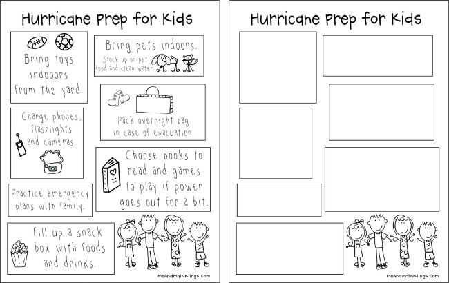 Hurricane prep for kids including printables activities and an experiment