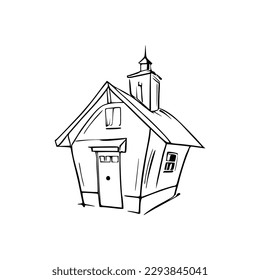 Nice simple house coloring book line stock