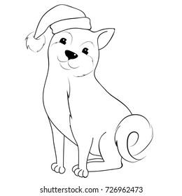 Cute santa husky coloring page stock vector royalty free