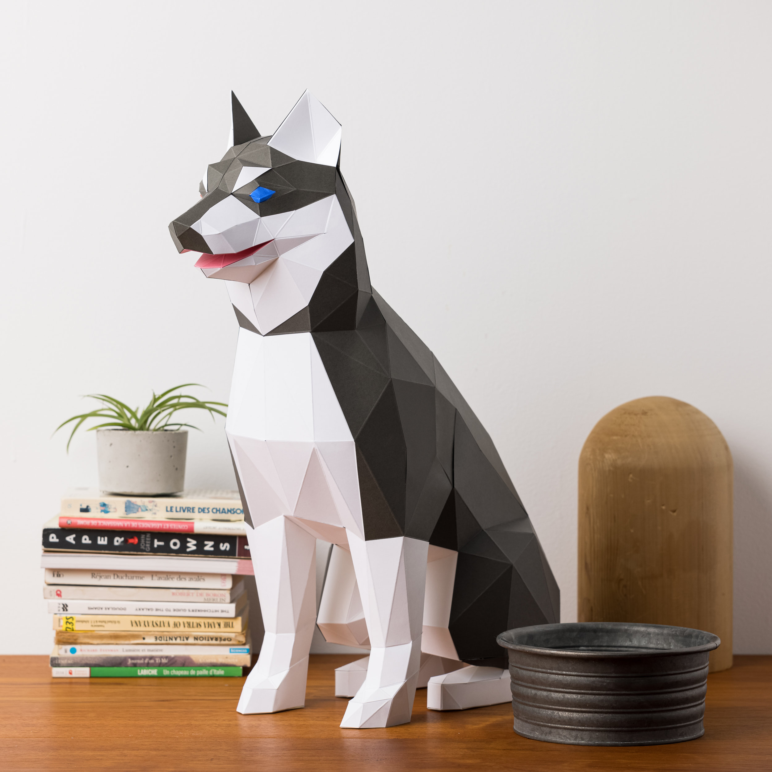 Husky d papercraft lowpoly paper diy instant download