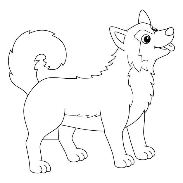 Premium vector siberian husky dog coloring page isolated for kids