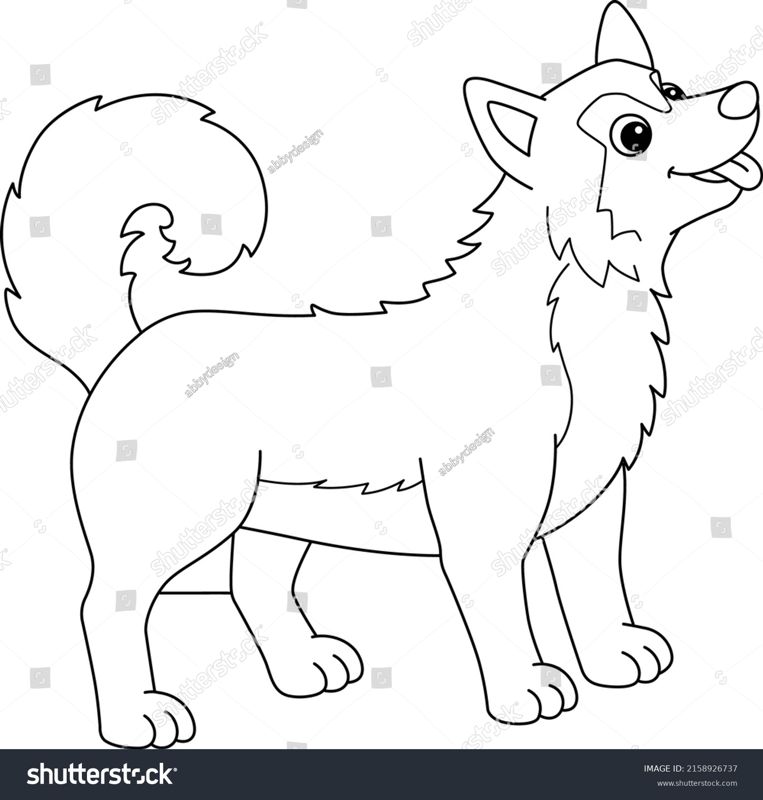 Siberian husky dog coloring page isolated stock vector royalty free