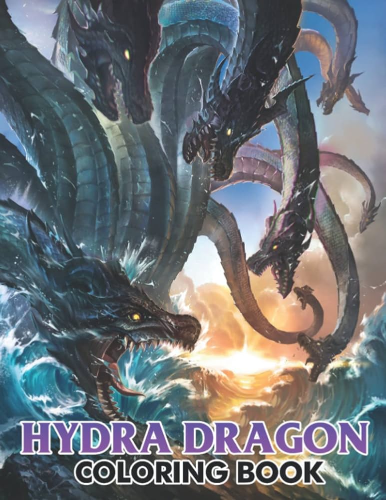 Hydra dragon coloring book fabulous coloring pages features fantasy creature illustrations for adults teens relaxation and stress relieving world painting books