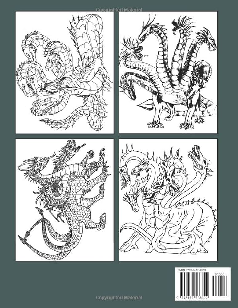Hydra dragon coloring book a brilliant collection of mythical creature coloring pages for adults teens relaxation and stress relieving world painting books