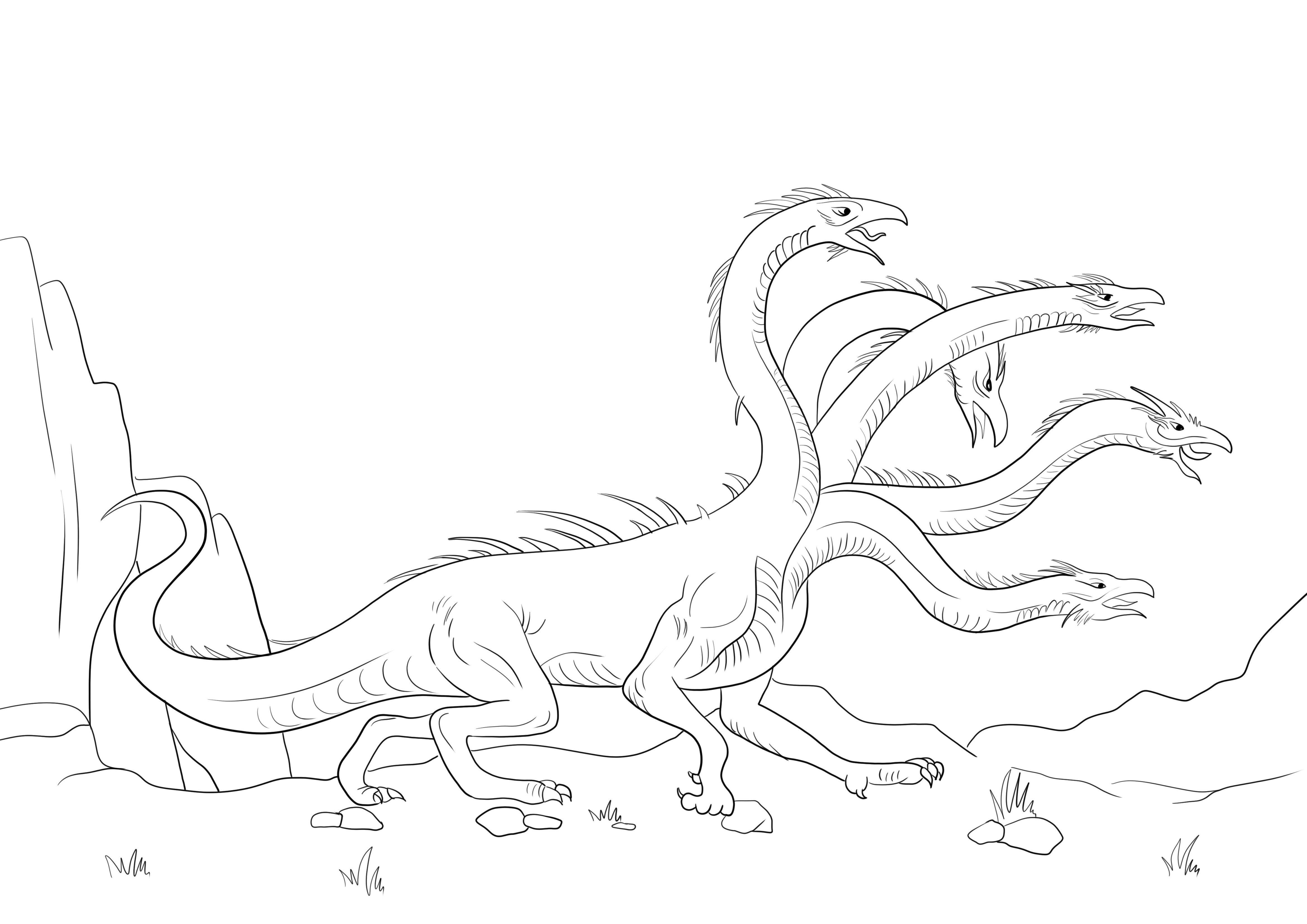 Hydra dragon free printing for kids to color